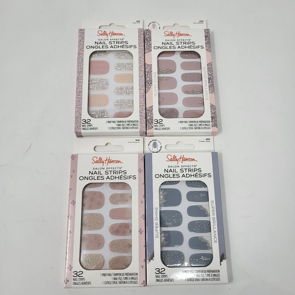 Lot Of 4 Sally Hansen Salon Effects Nail Strips 32 Strips Per Pack Manicure